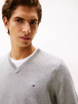 Camisola com decote em V e logótipo