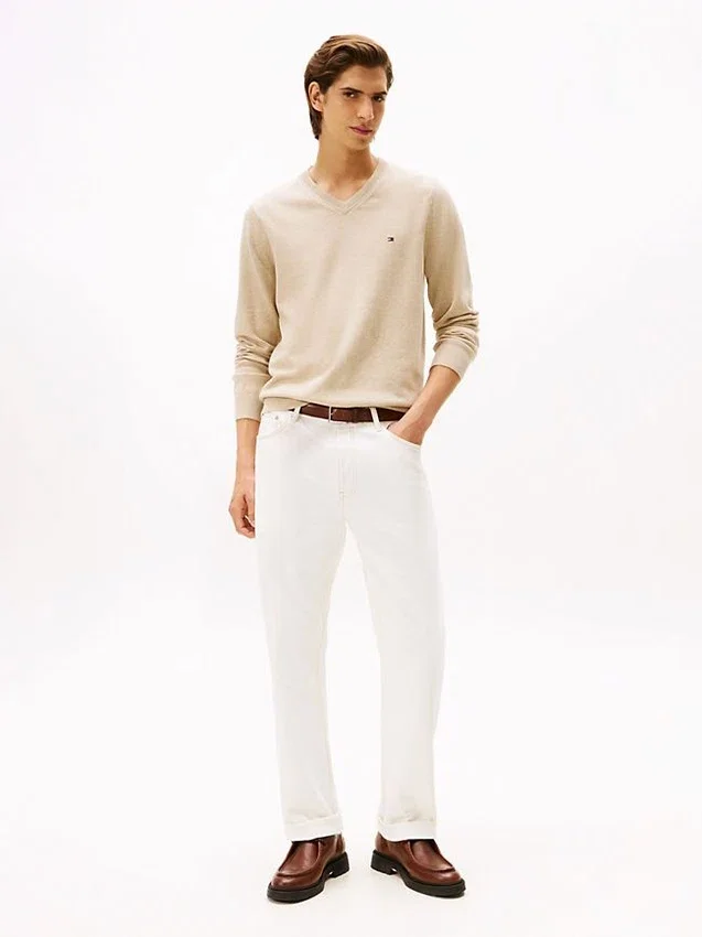 Camisola com decote em V e logótipo Camisola com decote em V e logótipo