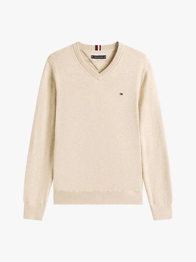 Camisola com decote em V e logótipo Camisola com decote em V e logótipo