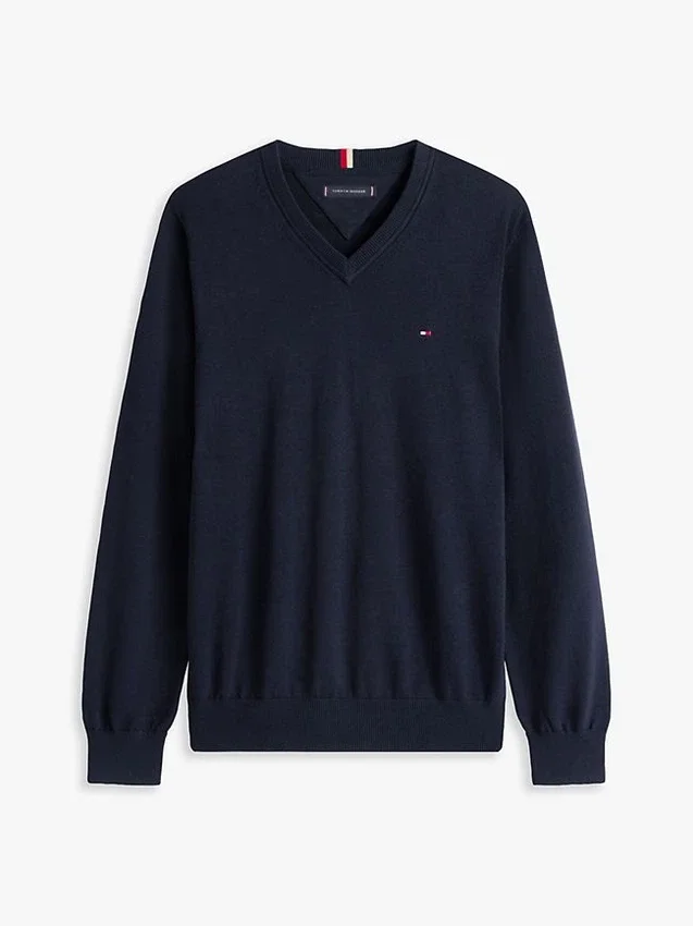 Camisola com decote em V e logótipo Camisola com decote em V e logótipo