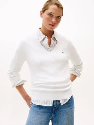 Camisola com decote em V em mistura de viscose
