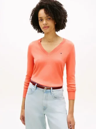 Camisola com decote em V em mistura de viscose
