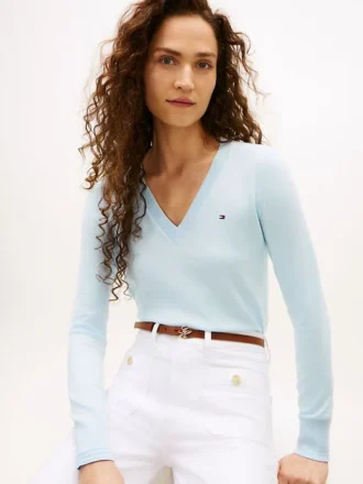 Camisola com decote em V em mistura de viscose