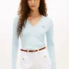 Camisola com decote em V em mistura de viscose Camisola com decote em V em mistura de viscose