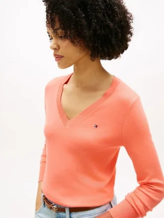 Camisola com decote em V em mistura de viscose