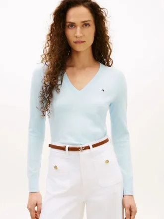 Camisola com decote em V em mistura de viscose