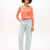 Camisola com decote em V em mistura de viscose Camisola com decote em V em mistura de viscose