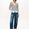 Camisola com decote em V às riscas Camisola com decote em V às riscas