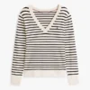 Camisola com decote em V às riscas Camisola com decote em V às riscas