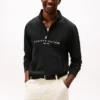 Camisola com fecho de correr de um quarto com logótipo Tommy Camisola com fecho de correr de um quarto com logótipo Tommy