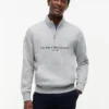 Camisola com fecho de correr de um quarto com logótipo Tommy Camisola com fecho de correr de um quarto com logótipo Tommy