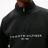 Camisola com fecho de correr de um quarto com logótipo Tommy Camisola com fecho de correr de um quarto com logótipo Tommy
