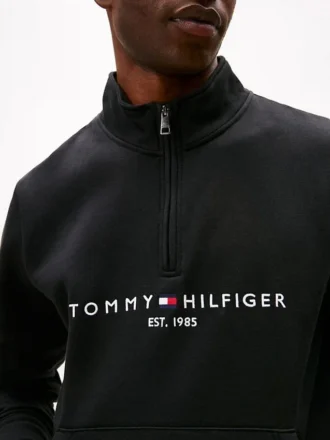 Camisola com fecho de correr de um quarto com logótipo Tommy