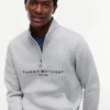 Camisola com fecho de correr de um quarto com logótipo Tommy Camisola com fecho de correr de um quarto com logótipo Tommy