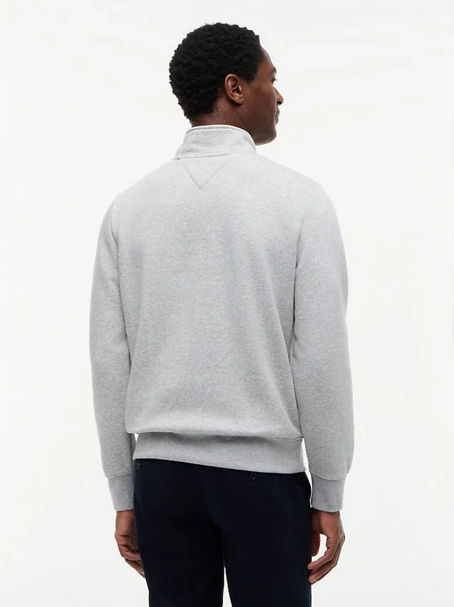 Camisola com fecho de correr de um quarto com logótipo Tommy Camisola com fecho de correr de um quarto com logótipo Tommy