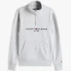 Camisola com fecho de correr de um quarto com logótipo Tommy Camisola com fecho de correr de um quarto com logótipo Tommy