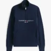 Camisola com fecho de correr de um quarto com logótipo Tommy Camisola com fecho de correr de um quarto com logótipo Tommy