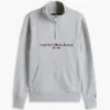 Camisola com fecho de correr de um quarto com logótipo Tommy Camisola com fecho de correr de um quarto com logótipo Tommy
