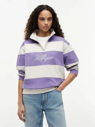Camisola com fecho de correr de um quarto e interior escovado