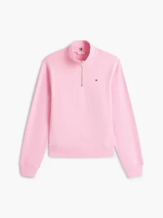 Camisola com fecho de correr de um quarto e interior escovado