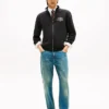 Camisola com fecho em malha polar flexível com logótipo em arco Camisola com fecho em malha polar flexível com logótipo em arco
