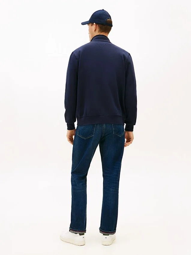 Camisola com fecho em malha polar flexível com logótipo em arco Camisola com fecho em malha polar flexível com logótipo em arco