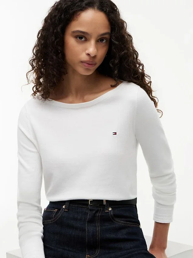 Camisola com gola em barco Camisola com gola em barco