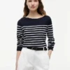 Camisola com gola em barco às riscas