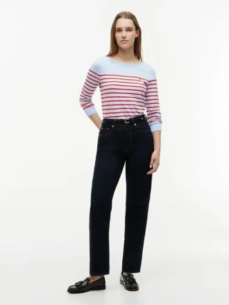Camisola com gola em barco às riscas Camisola com gola em barco às riscas