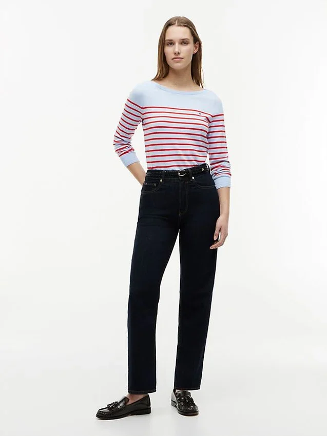 Camisola com gola em barco às riscas Camisola com gola em barco às riscas
