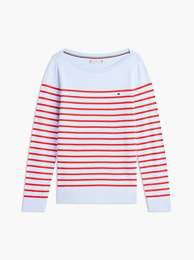 Camisola com gola em barco às riscas Camisola com gola em barco às riscas