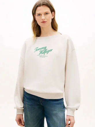 Camisola com logótipo em script e gola barco