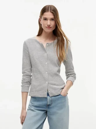 Camisola com riscas em ponto de malha
