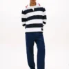 Camisola com zíper de um quarto e riscas bretãs Camisola com zíper de um quarto e riscas bretãs