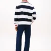 Camisola com zíper de um quarto e riscas bretãs Camisola com zíper de um quarto e riscas bretãs