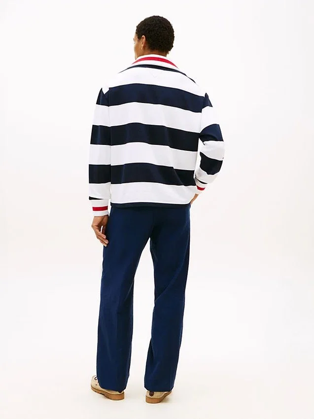 Camisola com zíper de um quarto e riscas bretãs Camisola com zíper de um quarto e riscas bretãs