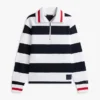 Camisola com zíper de um quarto e riscas bretãs Camisola com zíper de um quarto e riscas bretãs
