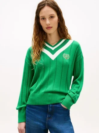 Camisola Cricket com logótipo de folha de louro