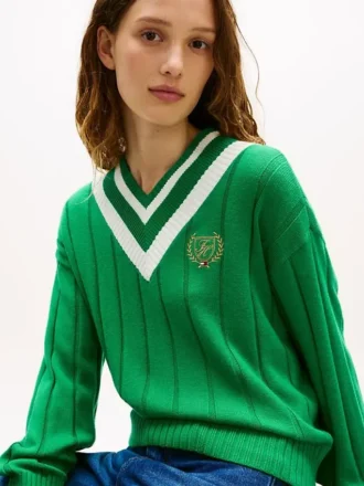 Camisola Cricket com logótipo de folha de louro