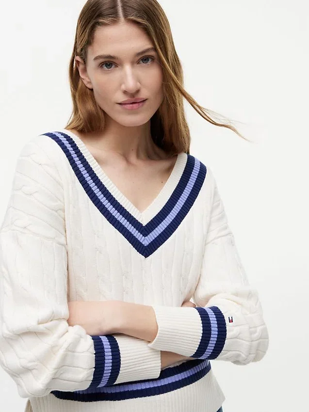 Camisola Cricket com malha trançada Camisola Cricket com malha trançada