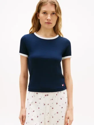 Camisola de dormir com gola em contraste