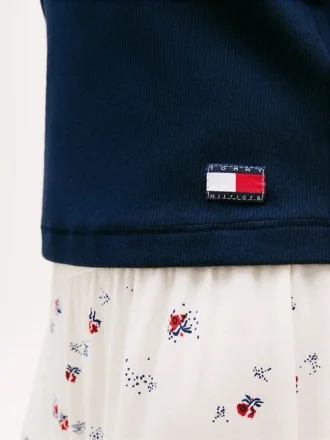 Camisola de dormir com gola em contraste