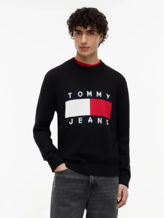 Camisola de gola redonda com logótipo da bandeira da Tommy Jeans
