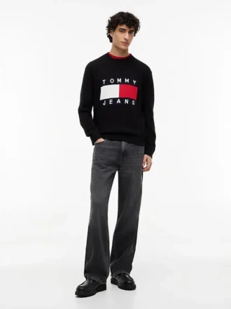 Camisola de gola redonda com logótipo da bandeira da Tommy Jeans