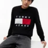 Camisola de gola redonda com logótipo da bandeira da Tommy Jeans Camisola de gola redonda com logótipo da bandeira da Tommy Jeans