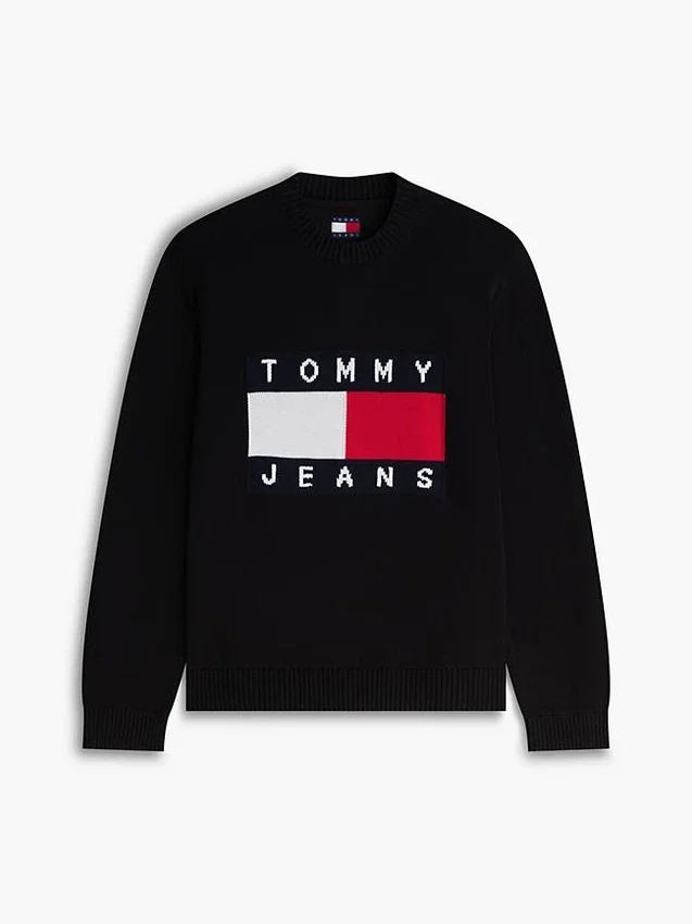 Camisola de gola redonda com logótipo da bandeira da Tommy Jeans Camisola de gola redonda com logótipo da bandeira da Tommy Jeans