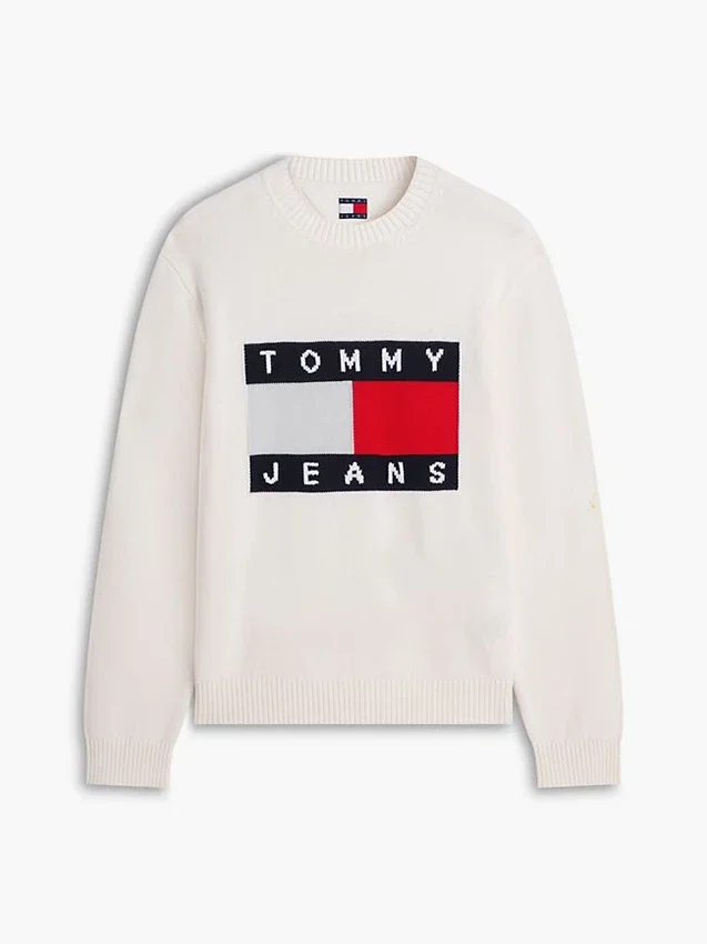 Camisola de gola redonda com logótipo da bandeira da Tommy Jeans Camisola de gola redonda com logótipo da bandeira da Tommy Jeans