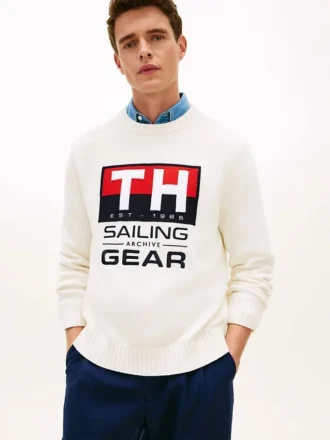 Camisola de gola redonda com logótipo de vela