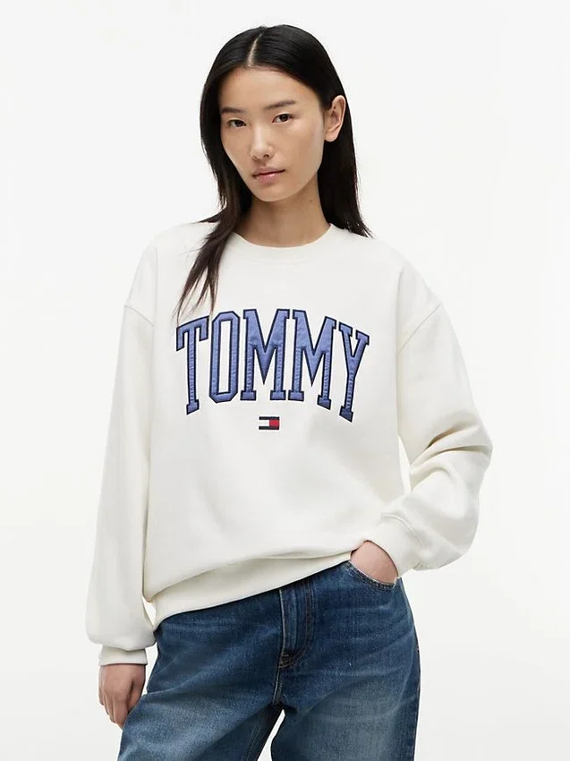 Camisola de gola redonda com logótipo Varsity Tommy Camisola de gola redonda com logótipo Varsity Tommy