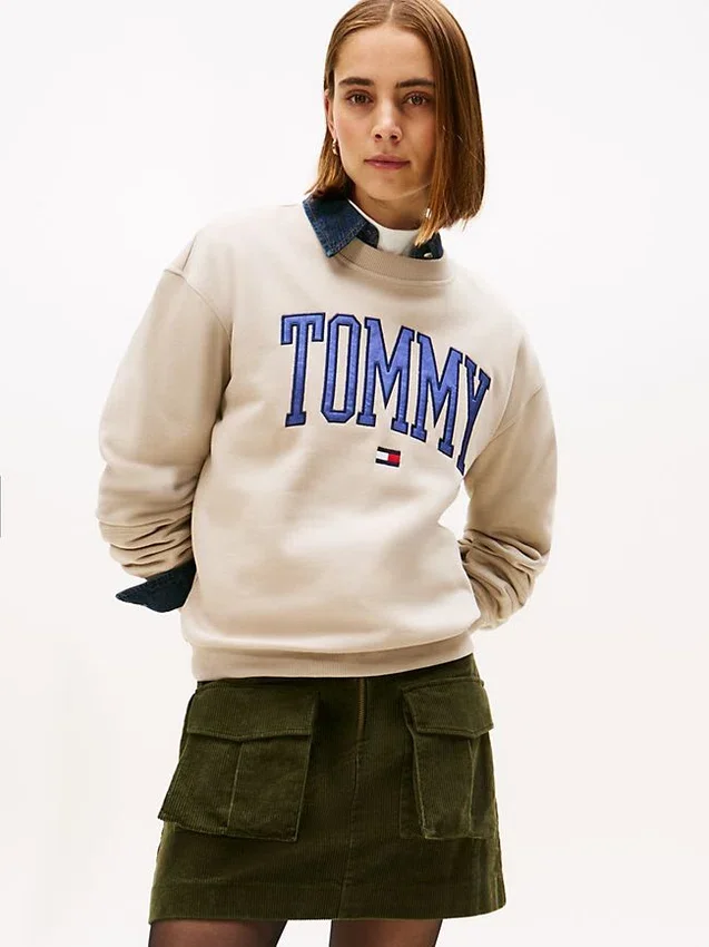 Camisola de gola redonda com logótipo Varsity Tommy Camisola de gola redonda com logótipo Varsity Tommy